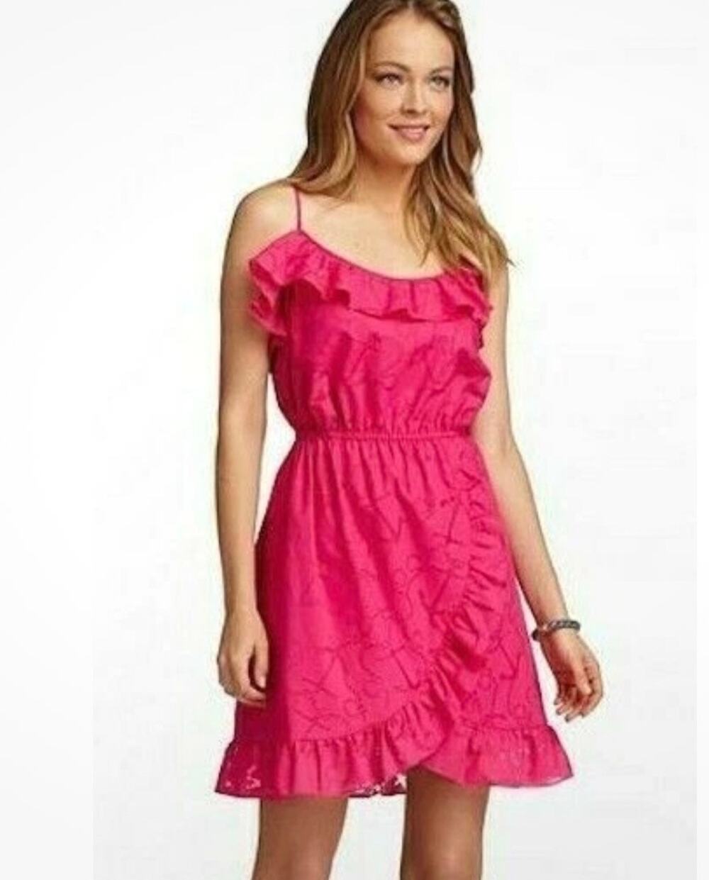 Lilly Pulitzer Kalen Azalea Pink Hanker For An Anchor Bigger Burnout Dress M